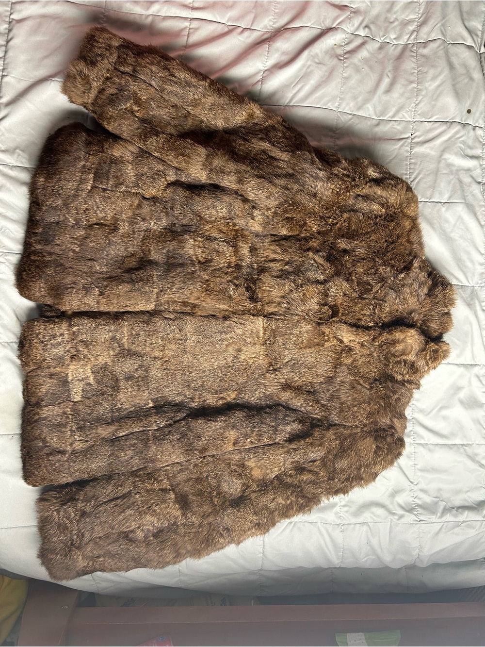 Vintage Brown Made in Hong Kong Dyed Rabbit Fur Coat